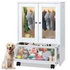 Tc-homeny Wooden Pet Wardrobe With Acrylic Door Dog Clothes Toy Storage Cabinet