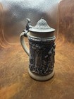 Vintage 0 5l German Relief Beer Stein Couple Scene Metal Pewter Style Lid