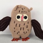 Handmade Crochet Owl Plush Brown 8  Stuffed Animal Vintage