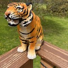 Amazing Italian Glazed Terracotta Smiling Tiger Statue   Hand Crafted 11 5   