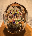 Vintage Antique Bohemian Czech Faceted Gem Style Floral Art Glass European