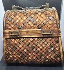 Vintage Woven Wood Basket Chest Trinket Box Domed Lid Decorative Storage Jewelry