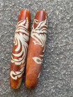 2pcs Excellent Rare Tibetan Natural Agate Dzi  phoenix  Long Beads