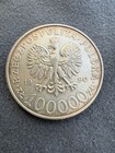 Poland 1990 Silver Coin 100k Z    1oz 999 Silver  Solidarity