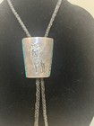 Huge Sterling Silver Hand-crafted Ram Turquoise Inlay Bolo Tie Bennett Npl