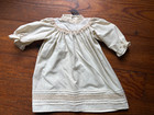 Vtg Baby Christening Dress   Floral Eyelet Bonnet Antique White Cotton Muslin