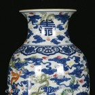 11 8  Qianlong Marked Chinese Blue White Porcelain Dragon Bottle Vase