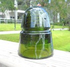 Nice Dark Olive Green Cd 145 Star Beehive Style Glass Insulator  e 