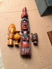 Vintage Global Folk Art Carving Lot - Mexican Aguadora   Hindu Deity Head