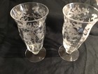 Antique Etched Glass   2 Water Glasses Beautiful And Perfect  No Chips Or Cracks