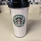 Starbucks Coffee Logo Cup Travel Tumbler Mug 2008 With Lid Plastic 16 Oz
