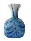 Vintage Handblown Blue White Glass Swirl Vase 9    Inch Tall