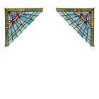 Mission Tiffany Style Stained Glass Corner Window Panels 8  Handcrafted Pair