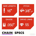 16  Inch Chainsaw Saw Chain Blade 3 8 lp  050  55e Full Chisel Chain For Stihl