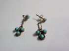 Sterling Silver   Turquoise Seed Earrings Native American Southwestern Vtg