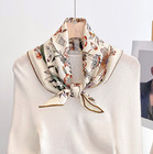 70  Cashmere 30  Silk Shawl Scarf Flower Print Neckerchief 65x65cm Bandana Wrap 