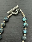 Black   Blue Beaded Necklace Cross Charm Pendant Toggle Clasp 19-24 In