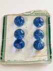 Vintage 1 2  Blue Czech Glass Faceted Ball Buttons On Original Card--set Of 6
