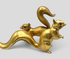 Vtg Anthony Freeman California Pottery Gold Leaf Big Squirrel Set Mcm
