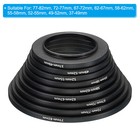 9 Pack Step Up Rings Set Lens Filter Adapter Ring For Camera Lenses Black