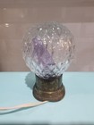 Vintage Etched Glass Globe Brass Base Lamp Boudoir Night Light