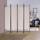 4 Panel Room Divider 6ft Steel Frame Screen Folding Privacy Divider Freestanding