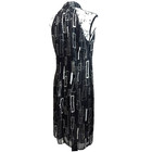 Vintage Sheer Geometric Metallic Halter Mini Dress Size 12 Black Silver Party 
