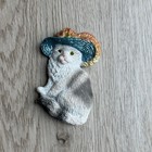 Lot Of 3 Vintage Refrigerator Magnet Cat Fancy Hat 2005 Cat Lover Gift Sparkle