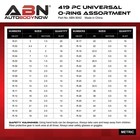Abn Metric Rubber O Rings Assortment Set - 419 Piece Assorted Gasket O Rings