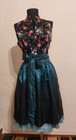 Vintage Dirndl Dress Floral Cotton Apron Traditional Oktoberfest Dress Size M Eu