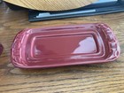 Longaberger Pottery Woven Traditions Paprika Covered Butter Dish W knob Lid usa
