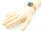 Sterling Silver 925 Turquoise Coral Cuff Leaf Design Slip Band Bracelet