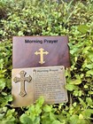 Lot Of 10 Antique Brass Morning Prayer Jesus Sign Plate 4 5   With 5 wooden Box