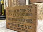Antique Wooden Crate Whittemore   s Canvas Duck Shoe Polish Bottle Box Boston Ma