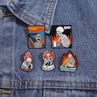 5pcs Funny Skeleton Scream Thinking Anxiety Monday Enamel Pins Badge Skeleton 