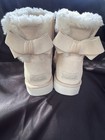 Ugg Mini Bailey Suede Bow Cream Sheepskin Ankle Women s Boots Size Us 8 New