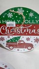Holly Jolly Christmas Truck Snowflakes Round Wood Sign Door Hanger Decor 12 