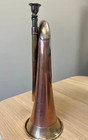 Antique Copper   Brass Military Bugle     Threaded Mouthpiece W  Chain  Suspension