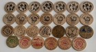 27 Vintage Wooden Nickels Tokens New York Towns Coin Clubs Bars Assortment
