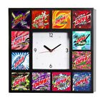 Mt Mtn Dew Variety Pack Clock With 12 Logos Voltage  Typhoon Live Wire Spark  