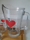 Rare Complete Vintage Land O Lakes I Love Milk Glass Pitcher   4 Glasses Set
