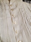 S-m Antique Edwardian White Cotton Lace Pintuck Blouse Vtg Victorian Top Ties