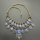 Beautiful Afghanistan Lapis Lazuli Stone Old Brass Unique Vintage Necklace 