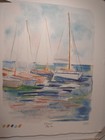 Marina Sailboats - Wood Framed  - Print    27 In X 23 In   New