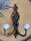 Antique Bronze Metal Ornate Double Wall Hook Towel Robe Coat Hook Holder  