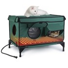 Waterproof Heated Cat House With Heating Pad Outdoor Insulated Kitty Shelter