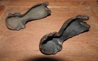Old  Heavy Antique Pair Of Cast Iron Claw   Ball Feet Stamped 15__  Hand Forged 