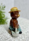 Vintage Norcrest Smokey The Bear Ceramic Coin Piggy Bank On Stump Holding Bucket