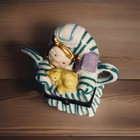 Vintage Midwest Cannon Falls Hinged Trinket Box Cat On Striped Teapot Chair Phb