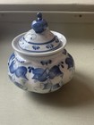 Gzhel Porcelain Sugar Bowl Lidded Jar Hand-painted - Russian - Vintage Ussr